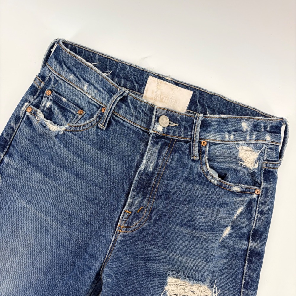 Mother The Sinner Jeans 24 Blue Denim Distressed Rawβ Hem Womens